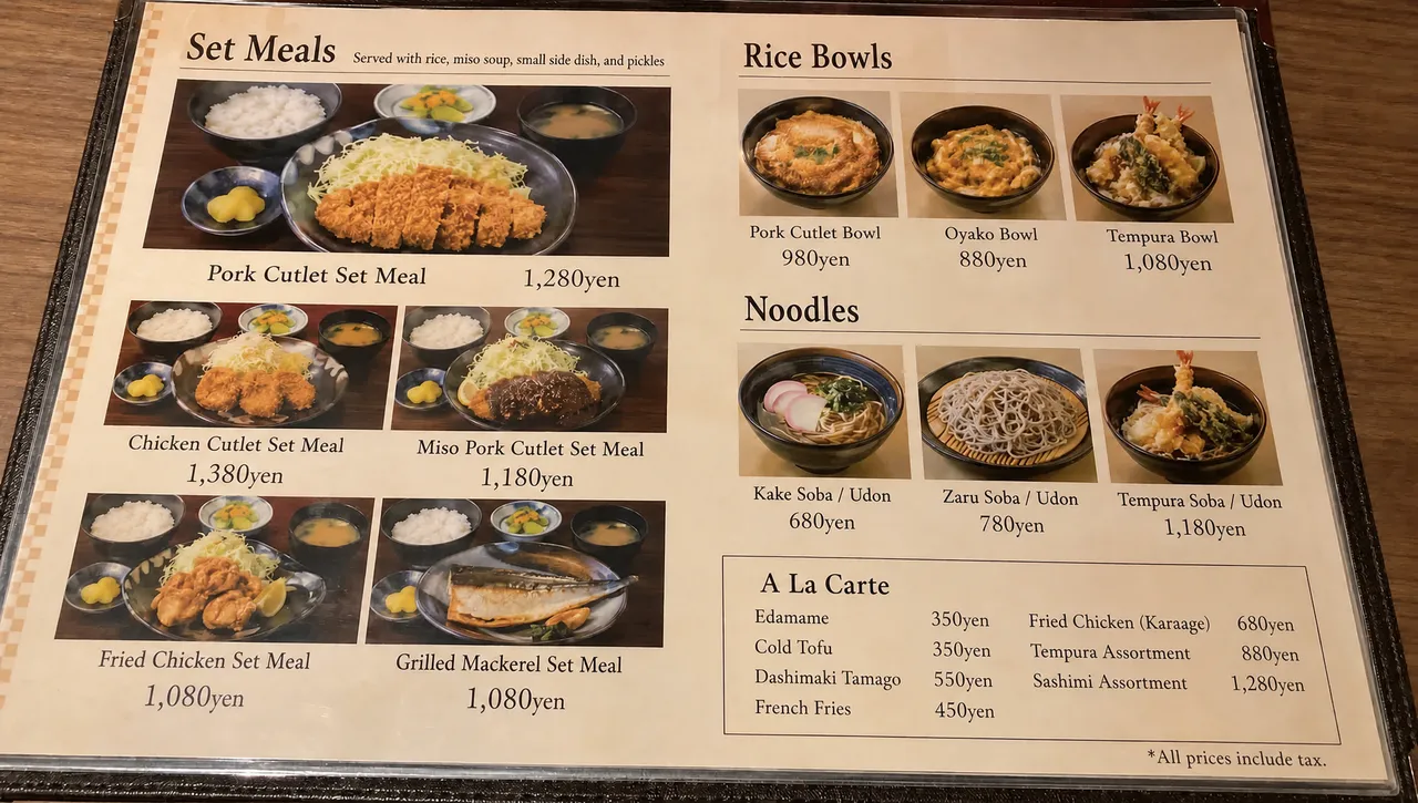 Traduce una foto de menú al inglés — before/after photo comparison